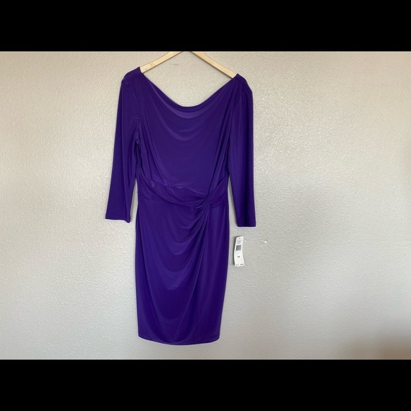 Ralph Lauren New Purple Drape Sheath Dress size 14P - Picture 2 of 5
